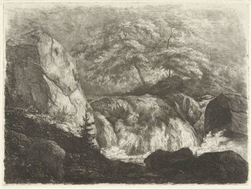 Rocky landscape with waterfall