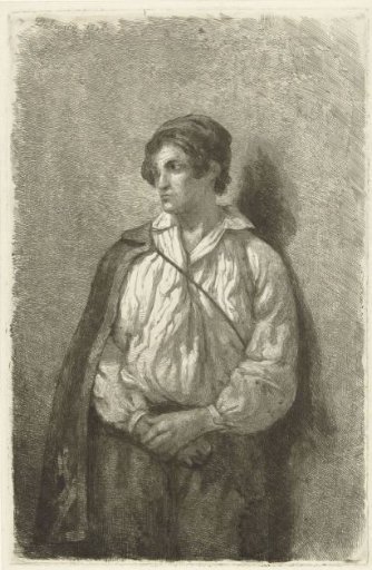 Portrait of an unknown young man with cap and cape