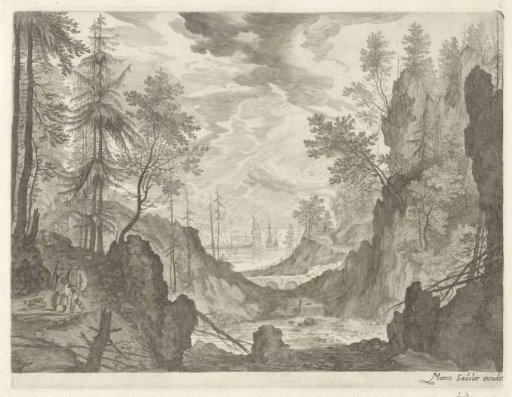 Wooded Landscape with Waterfall