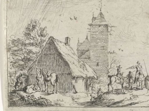 Riders by a Tower