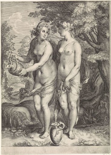 Two of Diana's Nymphs by a Stream