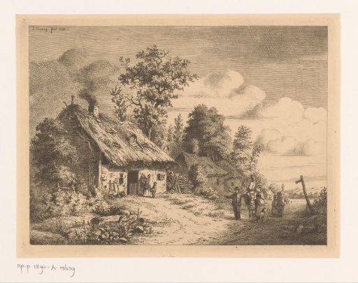 Landscape near Halle with thatched farmhouses