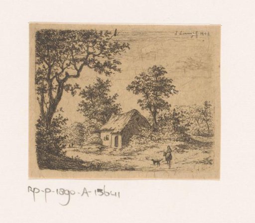 Landscape near Luttre with a small house