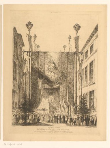 Decoration of the Kipdorp in Antwerp during a procession