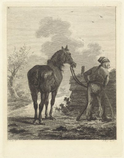 Soldier watering his horse