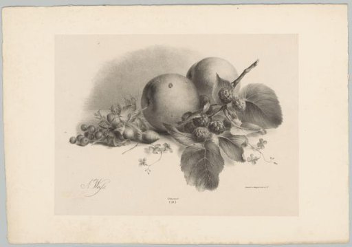 Peaches, berries, hazelnuts, and blackberries