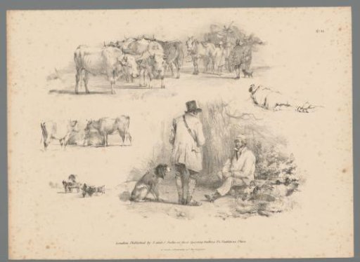 Representations with cattle and figures in the countryside
