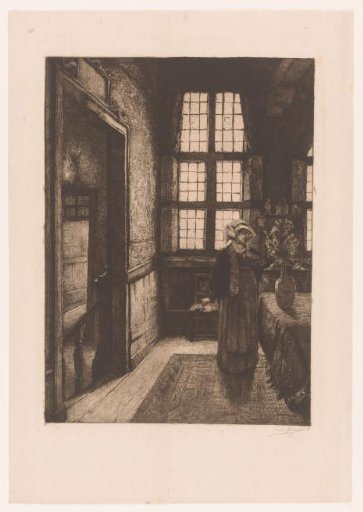 Lady Arranging Flowers in an Interior