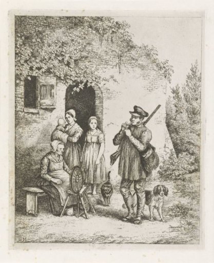 A Group in Front of a House Door