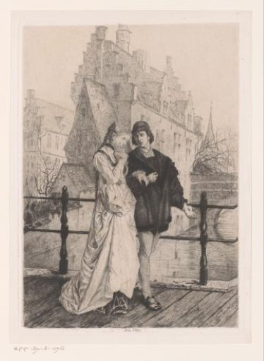 Young couple walking arm in arm over a bridge