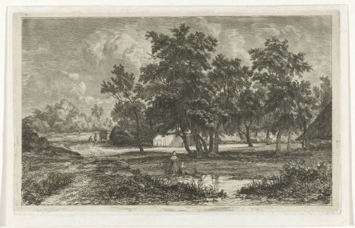Landscape with a farm between the trees