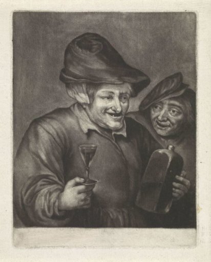 Old man with a bottle and a glass (variant A)