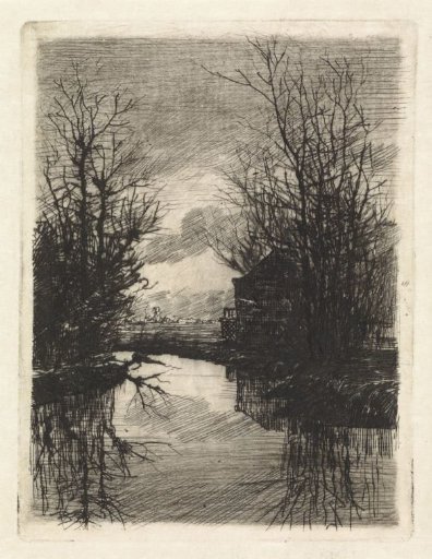 House and trees along the water