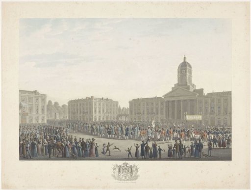 Parade of King William I over the Koningsplein in Brussels on September 21, 1815