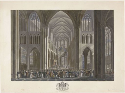 Consecration of King William I in the St. Gudule Cathedral in Brussels on September 21, 1815