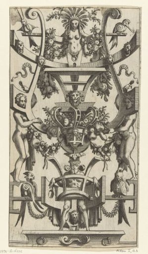 Scrollwork with a fruit basket in the center