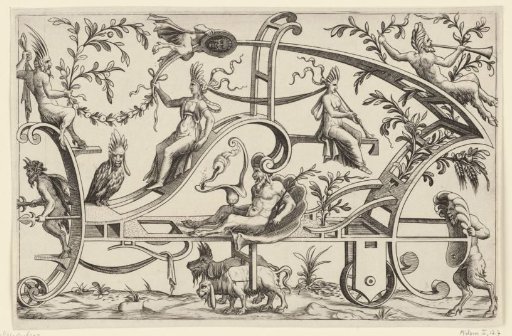Triumphal chariot with satyrs and female figures