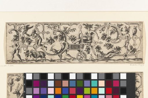 Chariot with a woman on the driver's seat, adorned with leafy vines