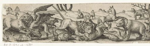 Fighting animals in a landscape