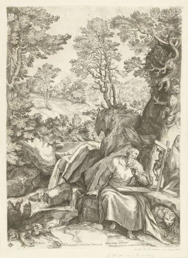 Landscape with St. Jerome Translating the Bible