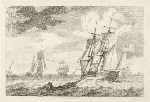 Brig and Other Ships on a Wide Waterway