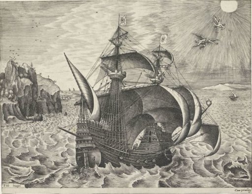 Sailing ship with the Fall of Icarus