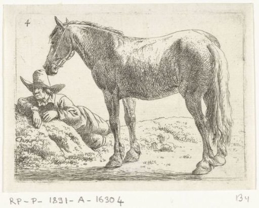 Standing horse with a resting rider