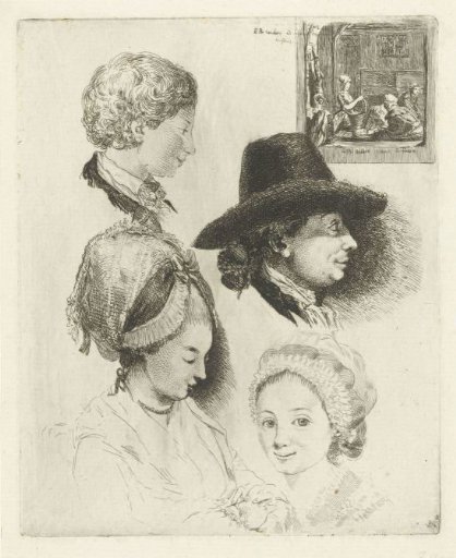 Study sheet with portraits of Louis Bernard Coclers and his family