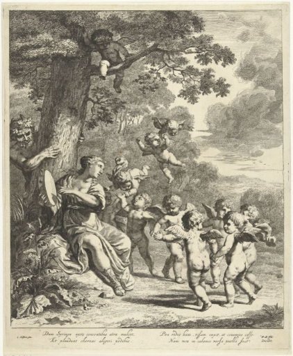 Pan and Syrinx with dancing putti