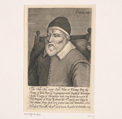 Portrait of Thomas Parr aged 152