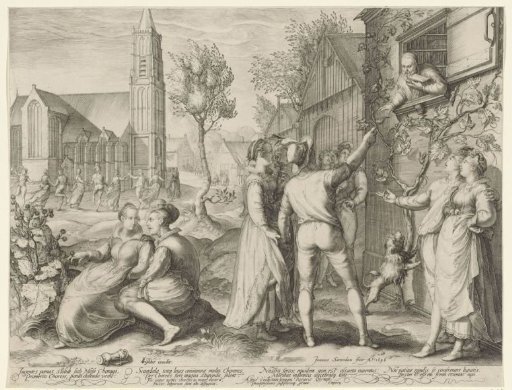 Young couples make merry and ignore the warnings of a scholar
