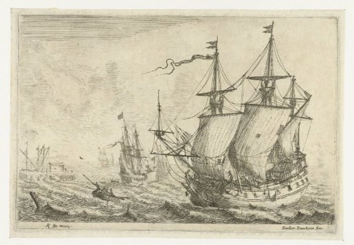 Seascape with various ships at a shipyard