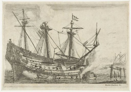 Repairs to a large sailing ship