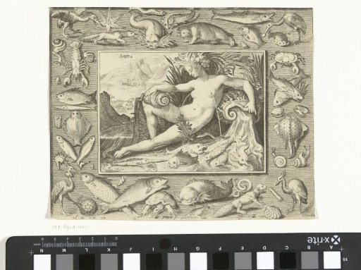 The Element Water as a Woman by a Spring with Fish