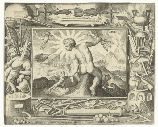 The Element Fire as a Young Man with Lightning Bolts