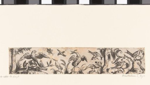 Frieze with ten birds and an insect