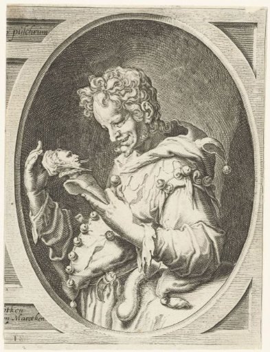 Jester with a jester's cap on his back