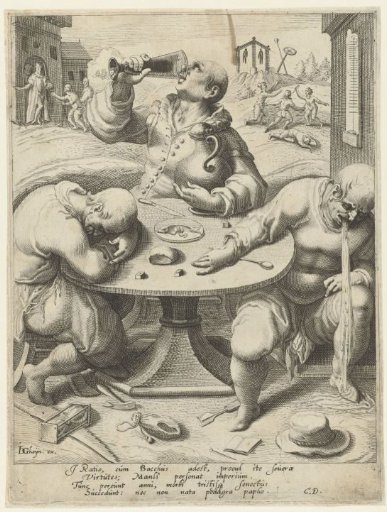 Three drunkards around a table