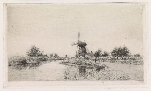 River landscape with a mill