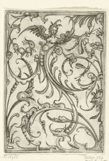 Panel with leafy tendrils ending in a female torso