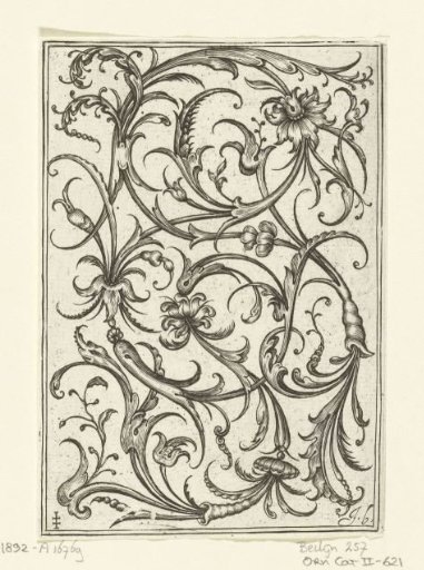 Panel with leafy tendrils and flowers
