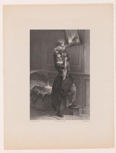 A Girl Looking at a Child in a Mirror