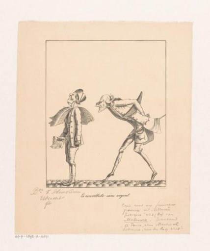 Man trying to read the newspaper from the back of a newsboy