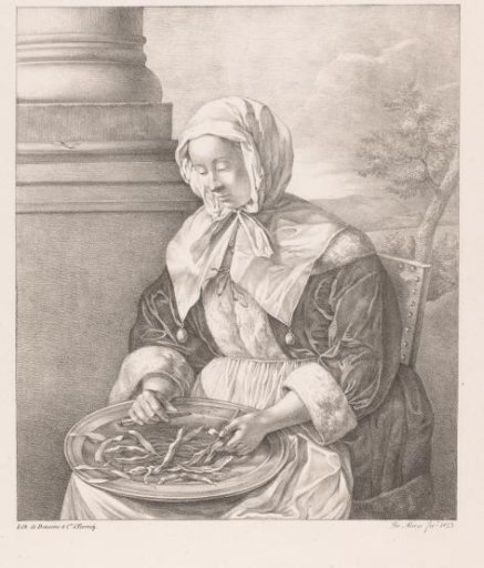 Woman cutting beans