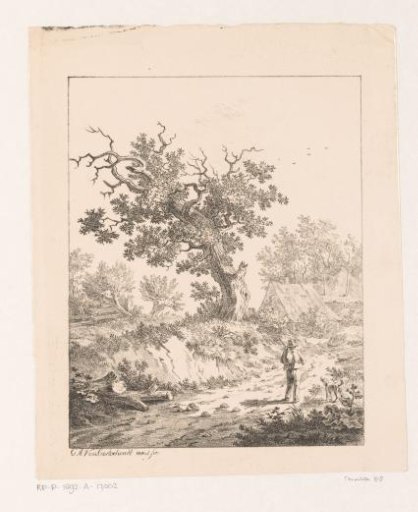 Landscape with a man and a dog