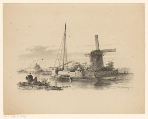 View of a canal with a turf boat and a sailing boat