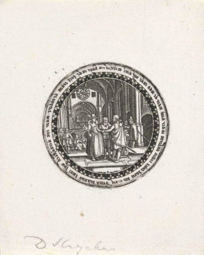 Print of a Medal with a Representation of a Wedding Ceremony in a Church