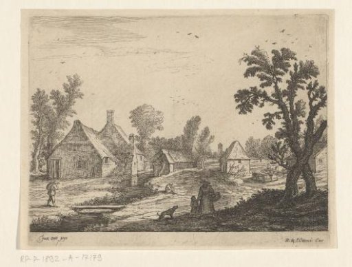 Village View with Woman and Child in the Village Street