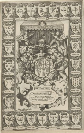 Coat of arms of England surrounded by arms