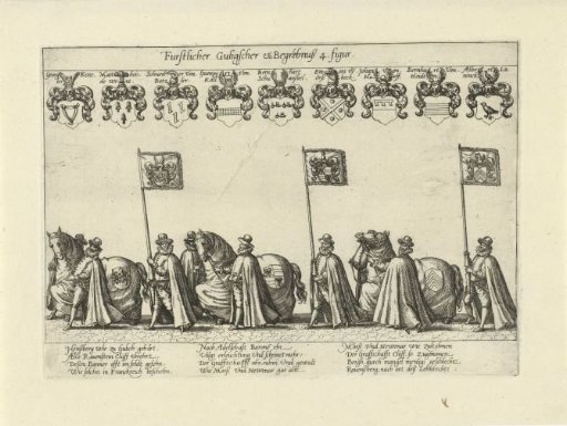 Funeral procession with horses and standard-bearers